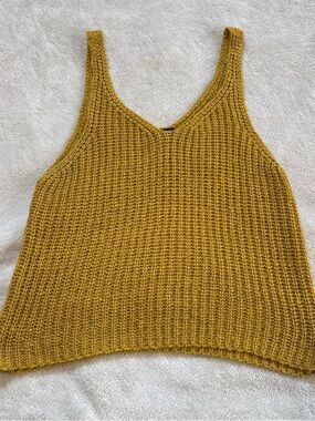 moon & madison Mustard Knit V-Neck Tank Top